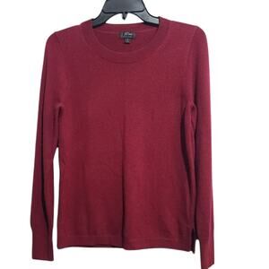 J.Crew 100% Cashmere Relaxed Crewneck Sweater Maroon Red Small GUC